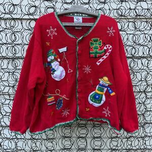 Vintage 90s Nutcracker Bold Winter Christmas Embroidered Cardigan Sweater 3X